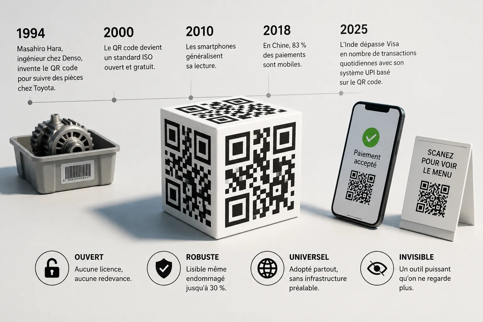 QR code : comment un brevet offert gratuitement a-t-il conquis la planète ?