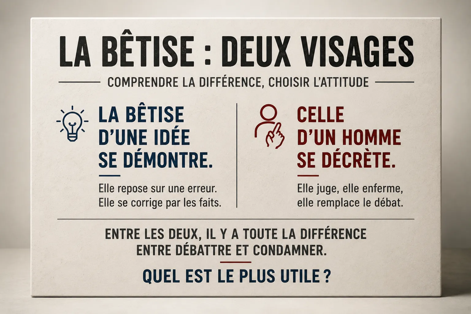 Qui est le plus bête : celui qui croît ou qui juge ?